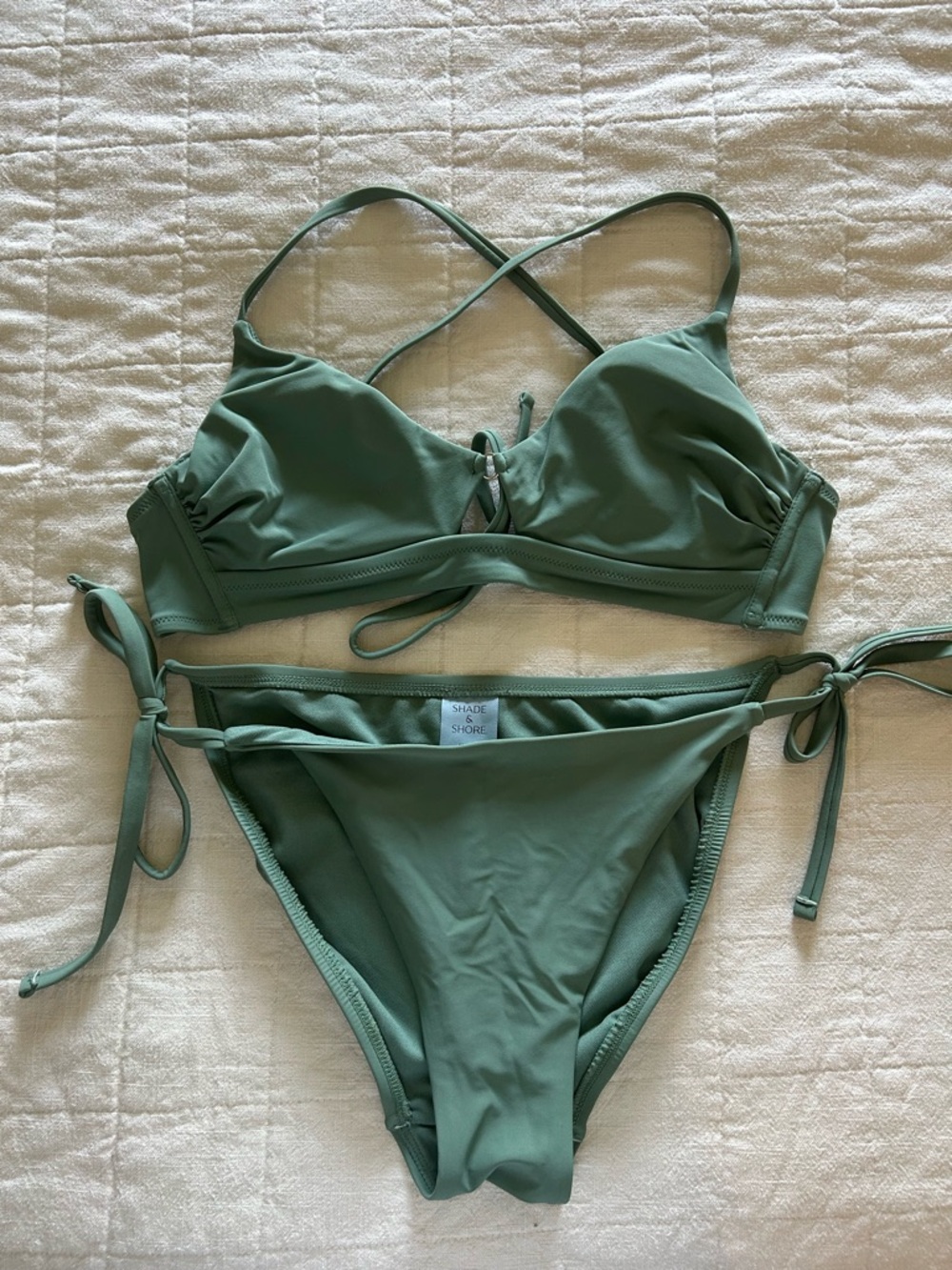 Shade & Shore Sage Green Tie-Side Bikini